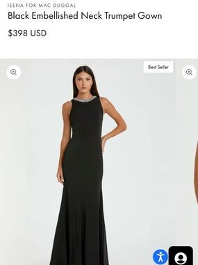 Mac Duggal  Leena Black Gown with Jeweled Neckline
